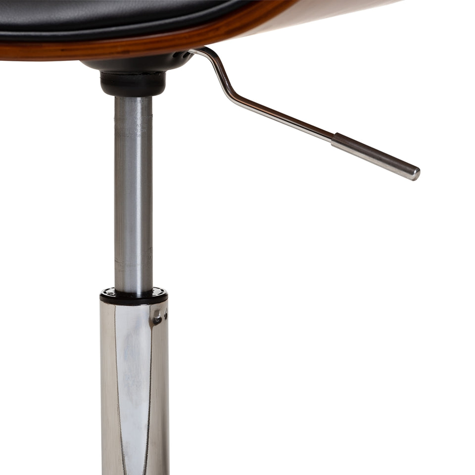 Ambrosio modern and contemporary black faux leather upholstered chrome-finished metal adjustable swivel office chair.