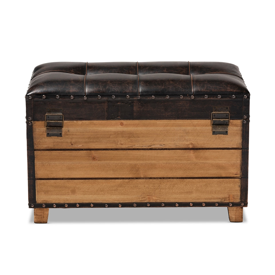 Marelli rustic 2-piece wood storage trunk ottoman set.