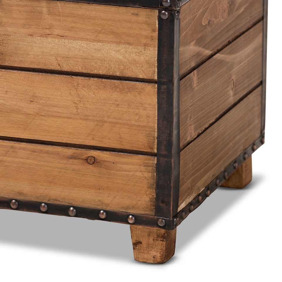 Marelli rustic 2-piece wood storage trunk ottoman set.