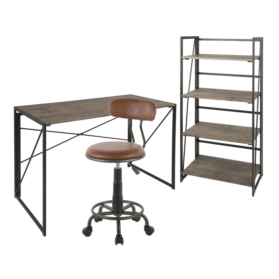 Dakota Desk - Bookcase - Swift Task Chair Set.
