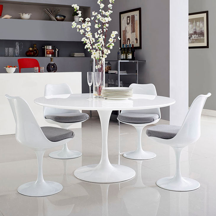 LIPPA ROUND WOOD TOP DINING TABLE IN WHITE SIZE 28, 36, 40, 47, 54, and 60".