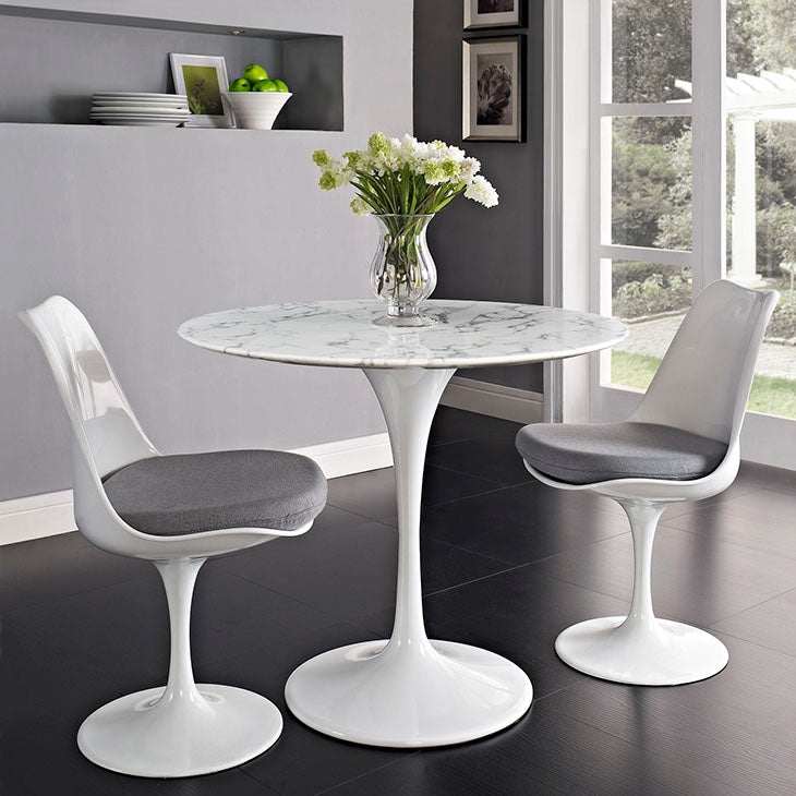 LIPPA ROUND ARTIFICIAL MARBLE DINING TABLE IN WHITE SIZE 28, 36, 40, 47, 54, and 60".