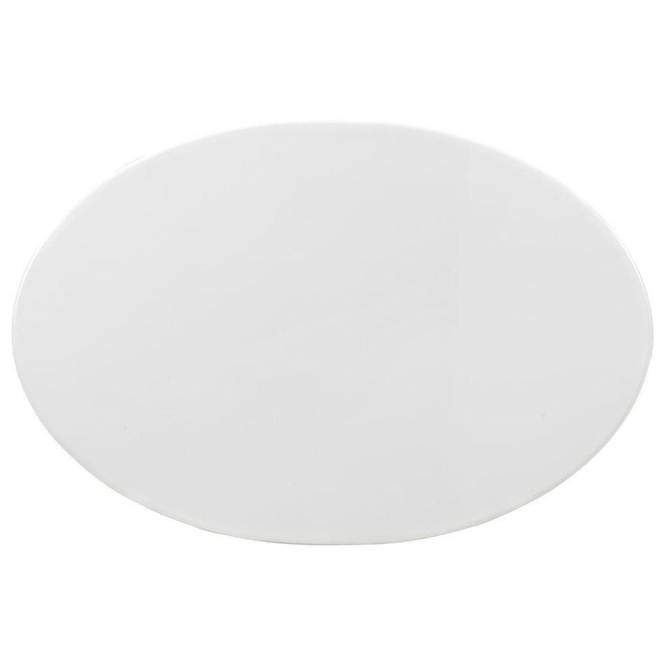 Lippa 42" Oval-Shaped Wood Top Coffee Table in White.
