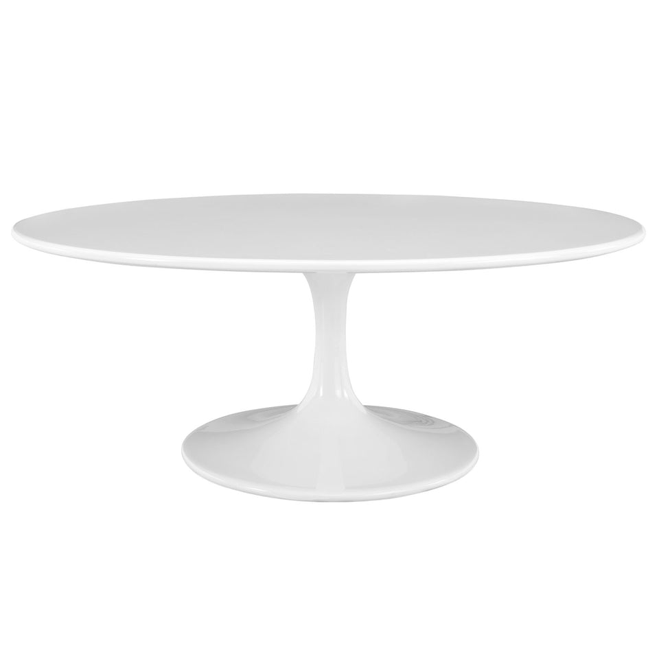 Lippa 42" Oval-Shaped Wood Top Coffee Table in White.