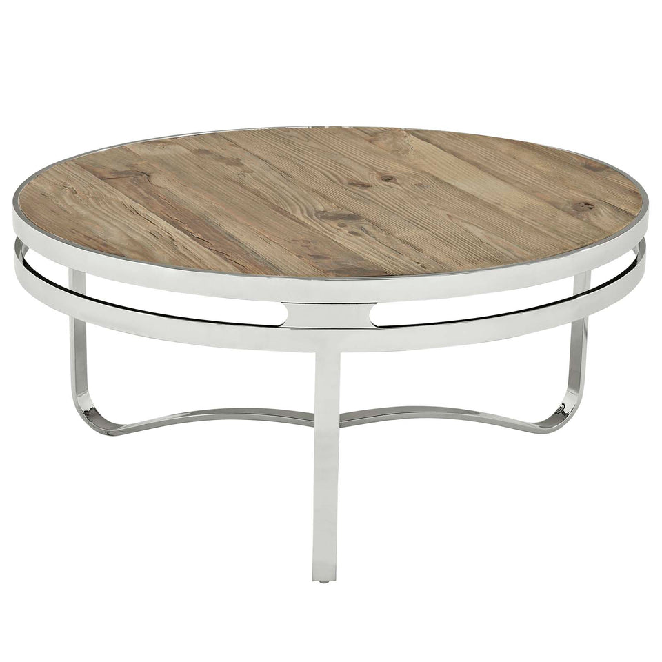Provision Wood Top Coffee Table in Brown.