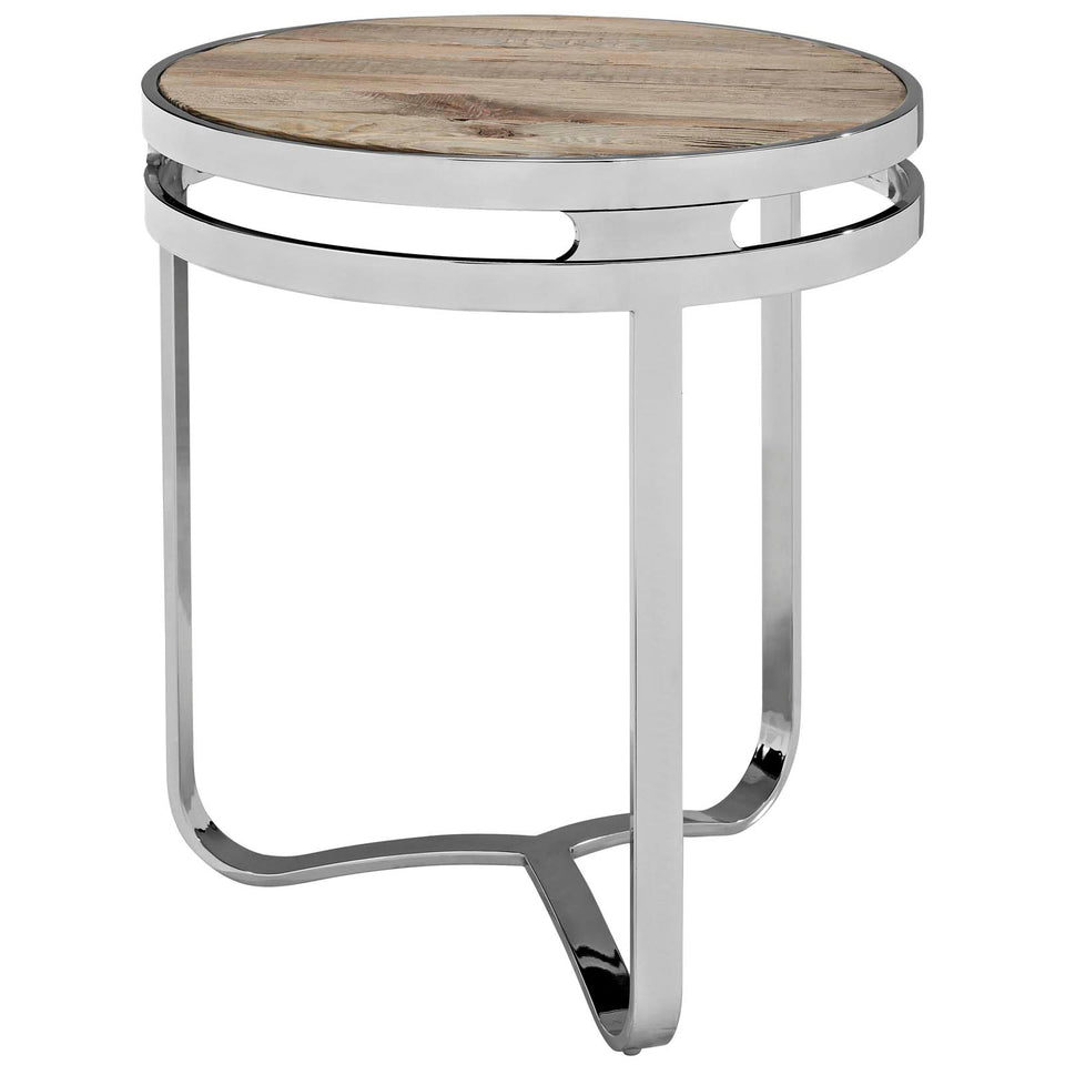 Provision Wood Top Side Table in Brown.