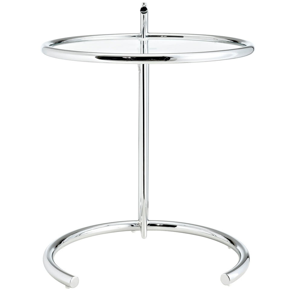 Eileen Gray Chrome Stainless Steel End Table in Silver.