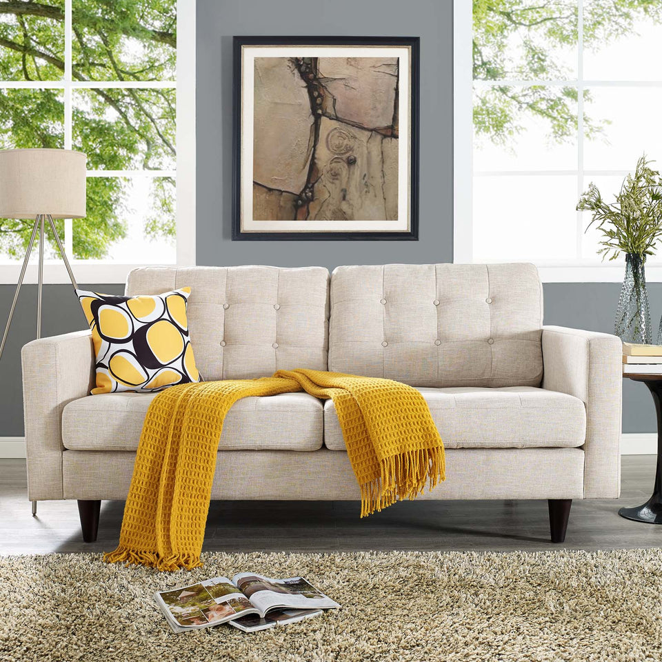 Empress Upholstered Fabric Loveseat.