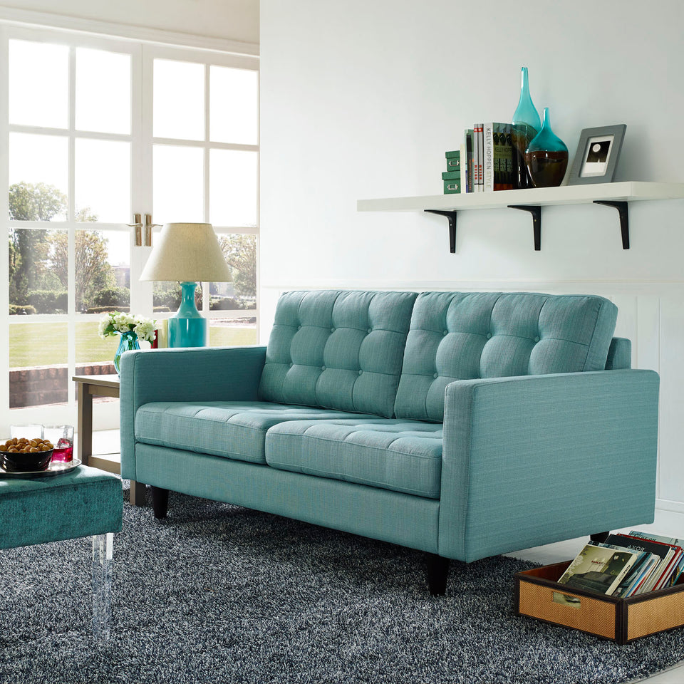 Empress Upholstered Fabric Loveseat.