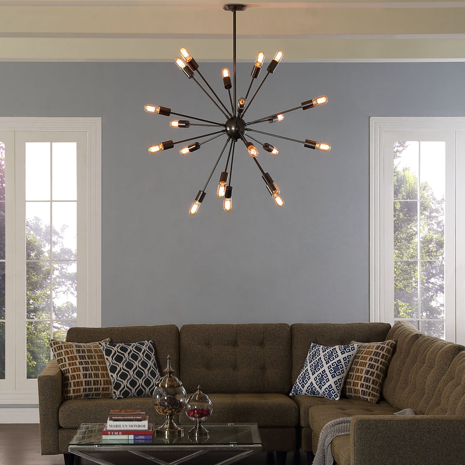 Beam Stainless Steel Chandelier in Gray.