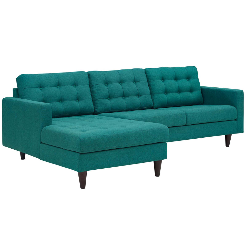 Empress Left-Facing Upholstered Fabric Sectional Sofa.