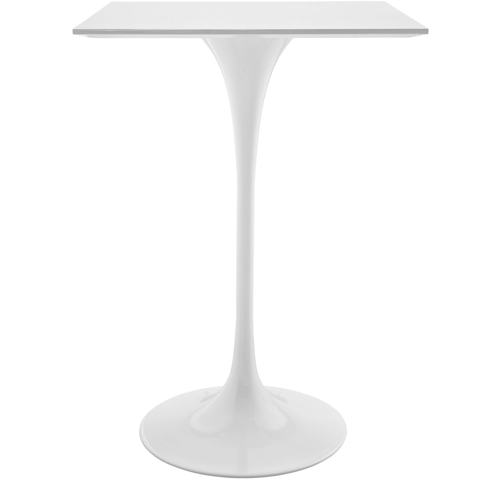 Lippa 28" Square Wood Top Bar Table in White.