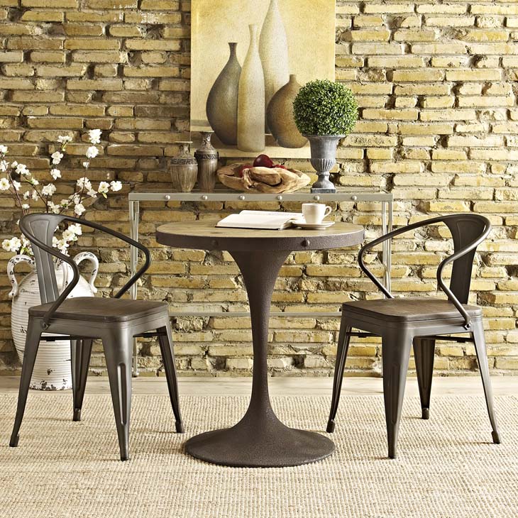 DRIVE ROUND WOOD TOP DINING TABLE IN BLACK GOLD SIZE 28, 40, 48, and 60".