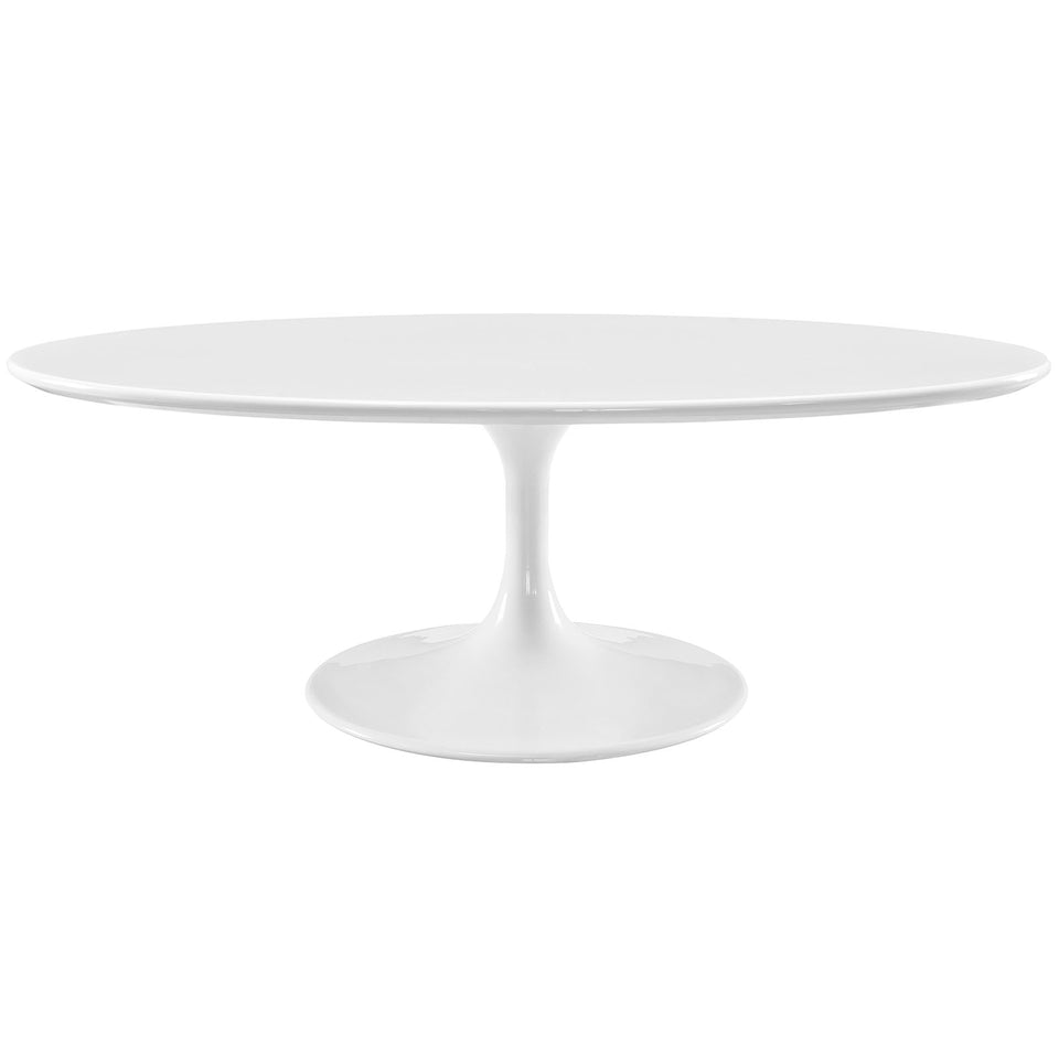 Lippa 48" Oval-Shaped Wood Top Coffee Table in White.