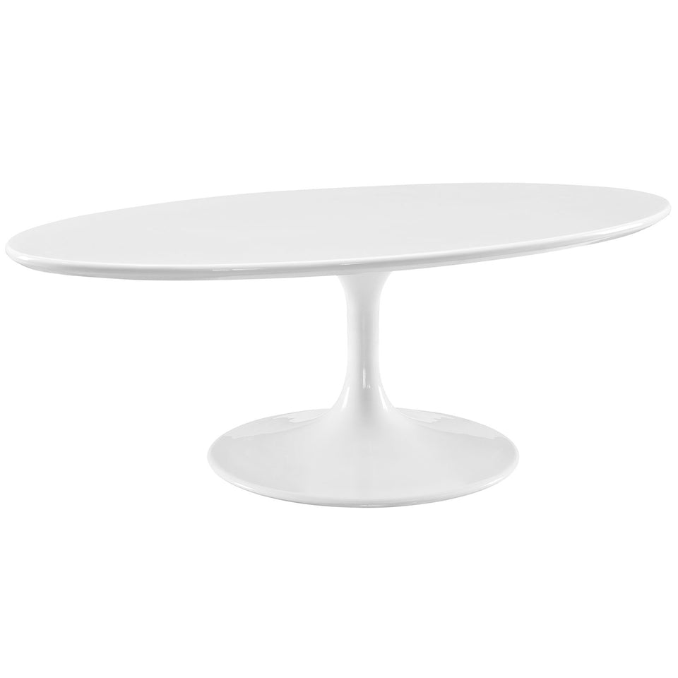 Lippa 48" Oval-Shaped Wood Top Coffee Table in White.