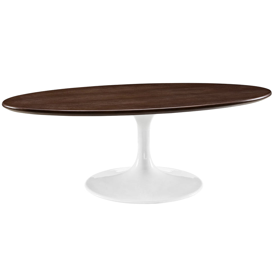 Lippa 48" Oval-Shaped Walnut Coffee Table in Walnut.