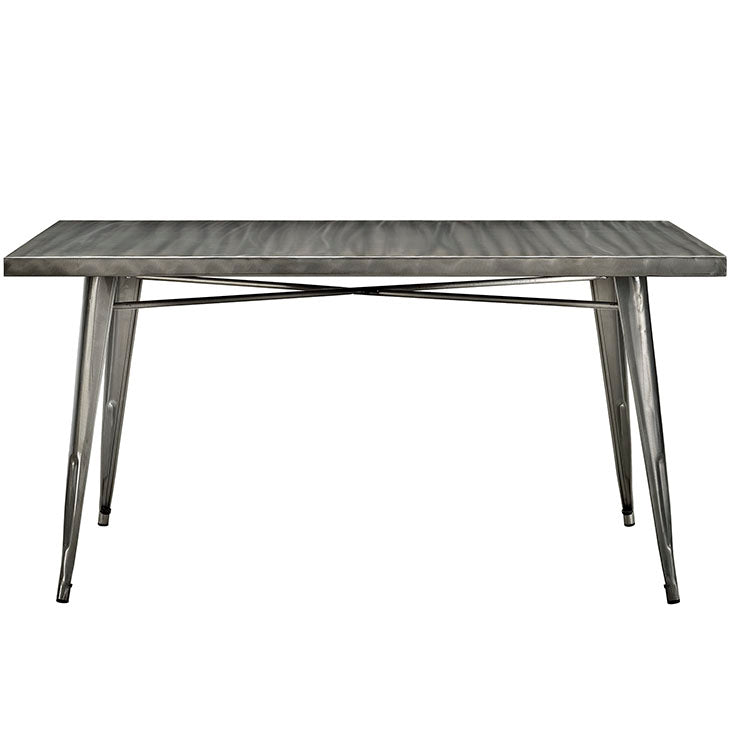 Alacrity rectangle metal dining table in gunmetal.
