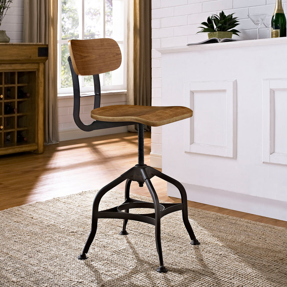 Mark Wood Dining Stool in Brown.