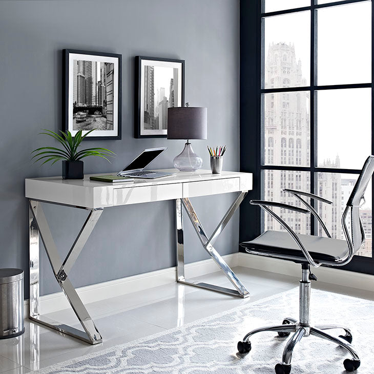 Adjacent desk in white.