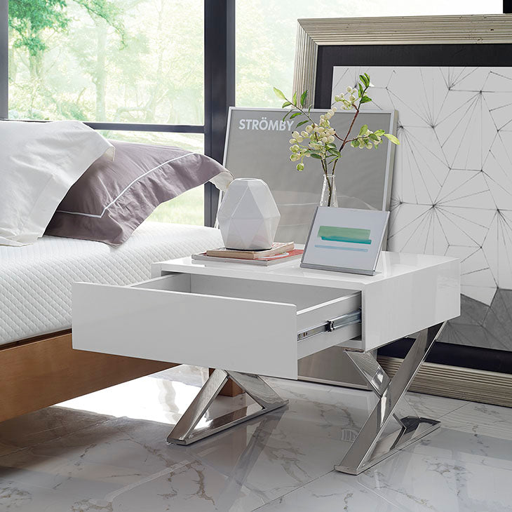 Sector Night Stand in White.