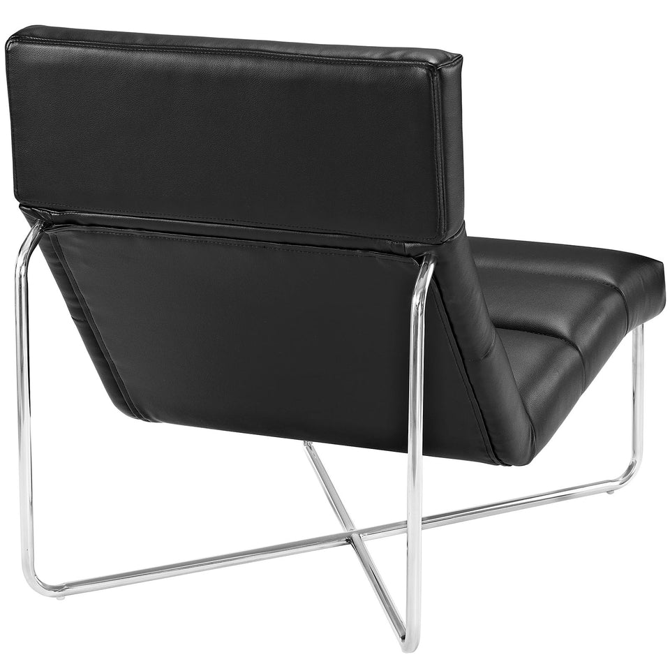 Reach Upholstered Vinyl Lounge Chair in Black.