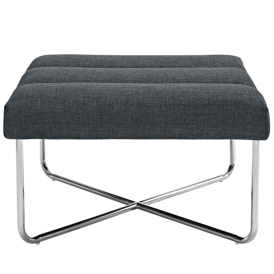 Reach Upholstered Fabric Ottoman in Gray.