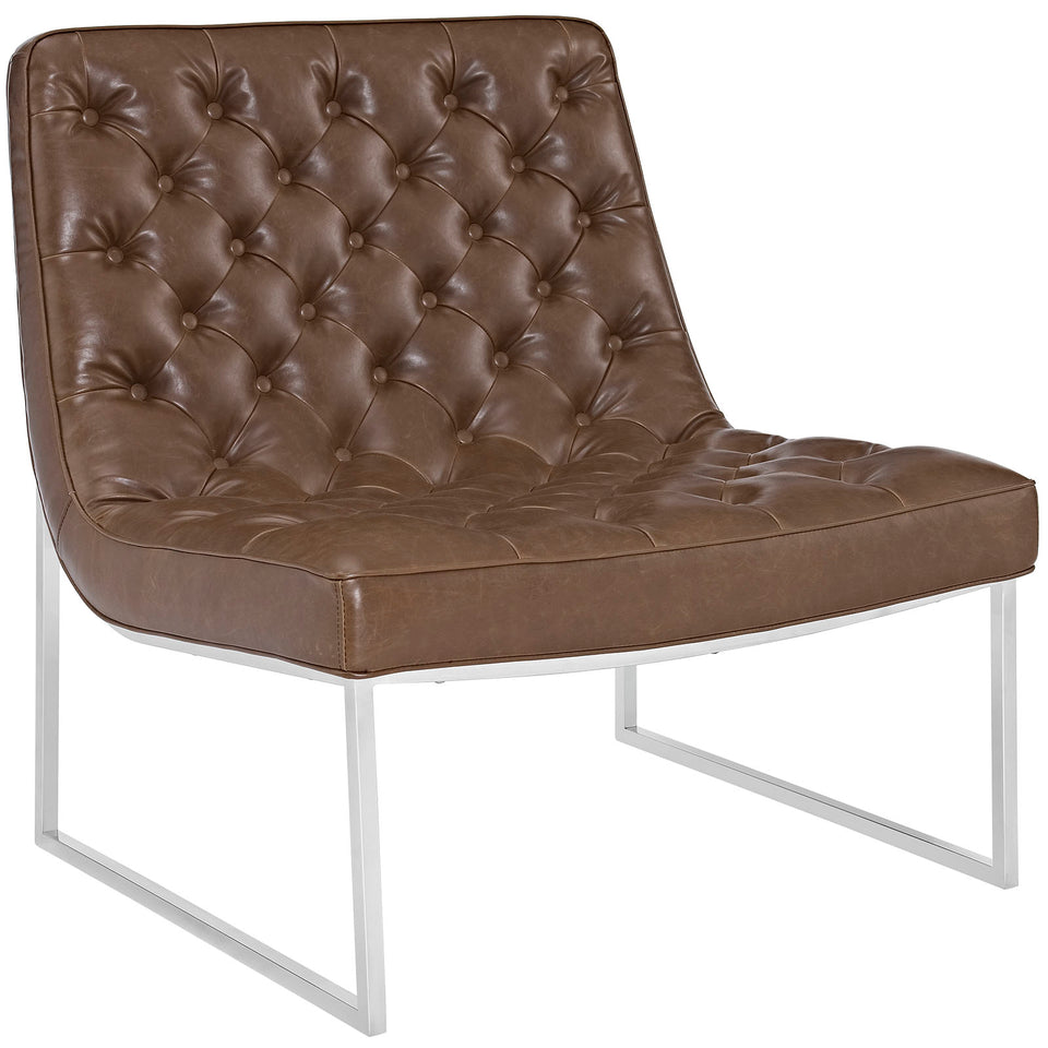 Ibiza Upholstered Vinyl Lounge Chair in Brown.
