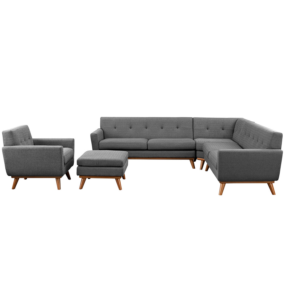 Engage 5 Piece Sectional Sofa in Gray.