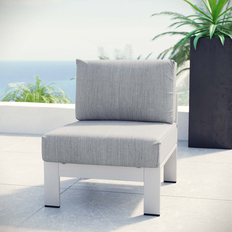 Shore Armless Outdoor Patio Aluminum Chair.