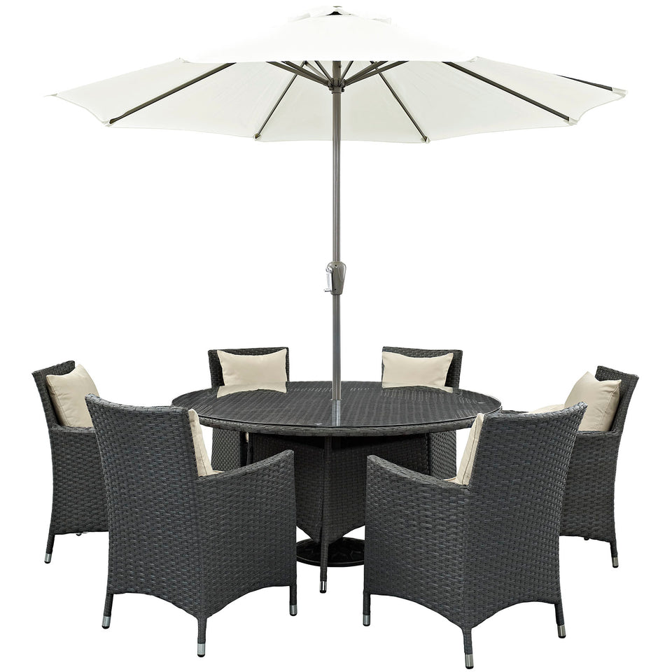 Sojourn 8 Piece Outdoor Patio Sunbrella® Dining Set.