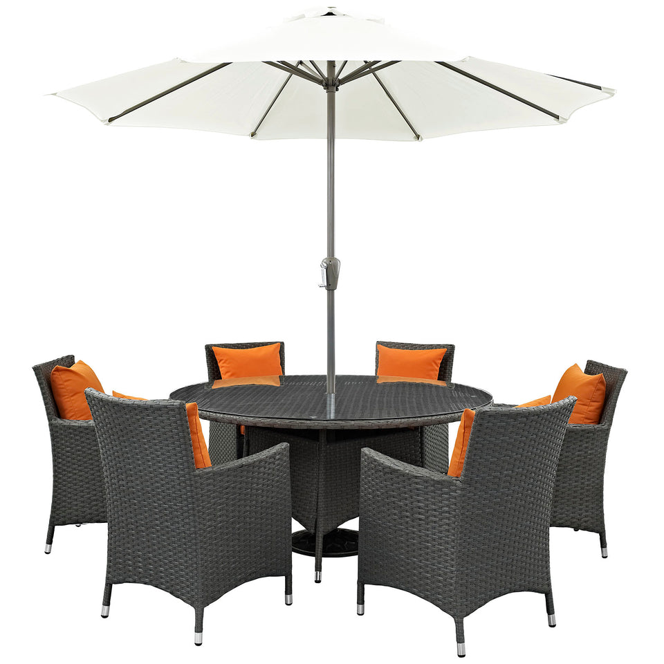 Sojourn 8 Piece Outdoor Patio Sunbrella® Dining Set.
