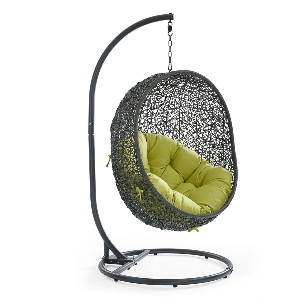 Hide Outdoor Patio Swing Chair With Stand in Gray.