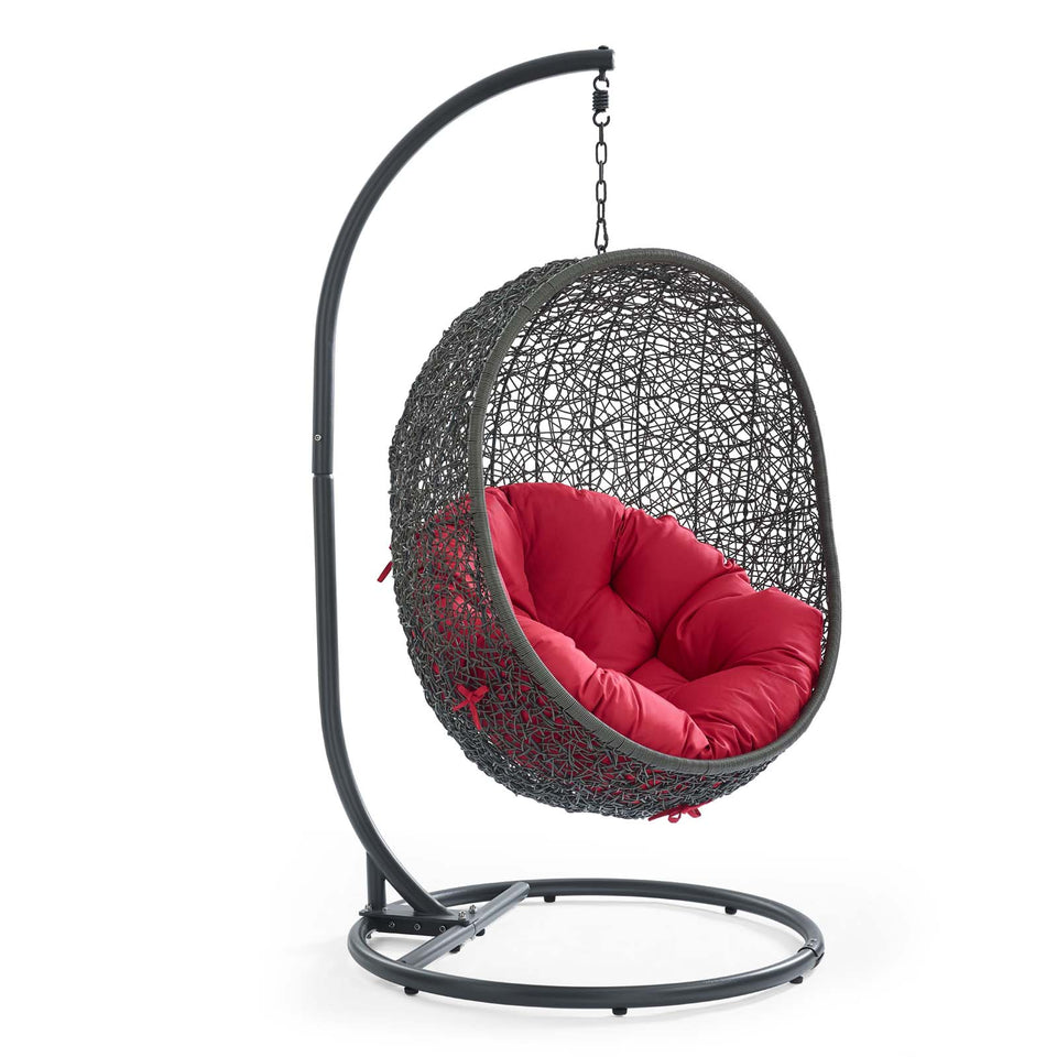 Hide Outdoor Patio Swing Chair With Stand in Gray.