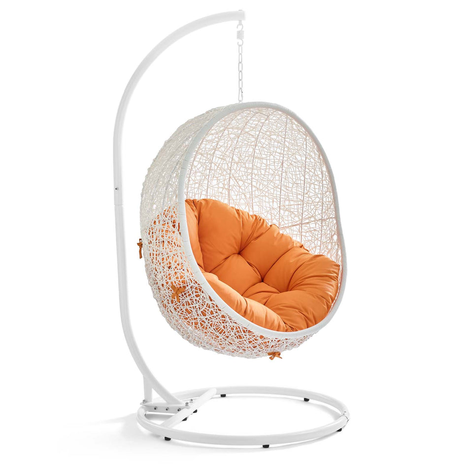 Hide Outdoor Patio Swing Chair With Stand in White.