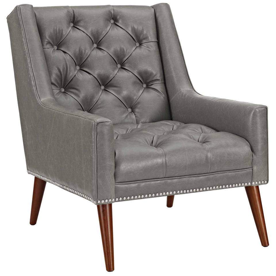 Peruse Faux Leather Armchair in Gray.