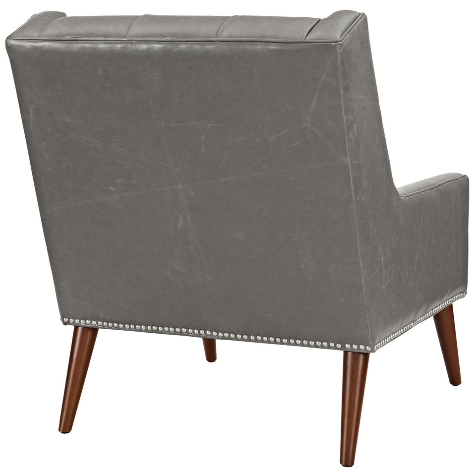 Peruse Faux Leather Armchair in Gray.