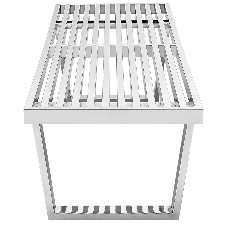 Sauna 5' Stainless Steel Bench in Silver.