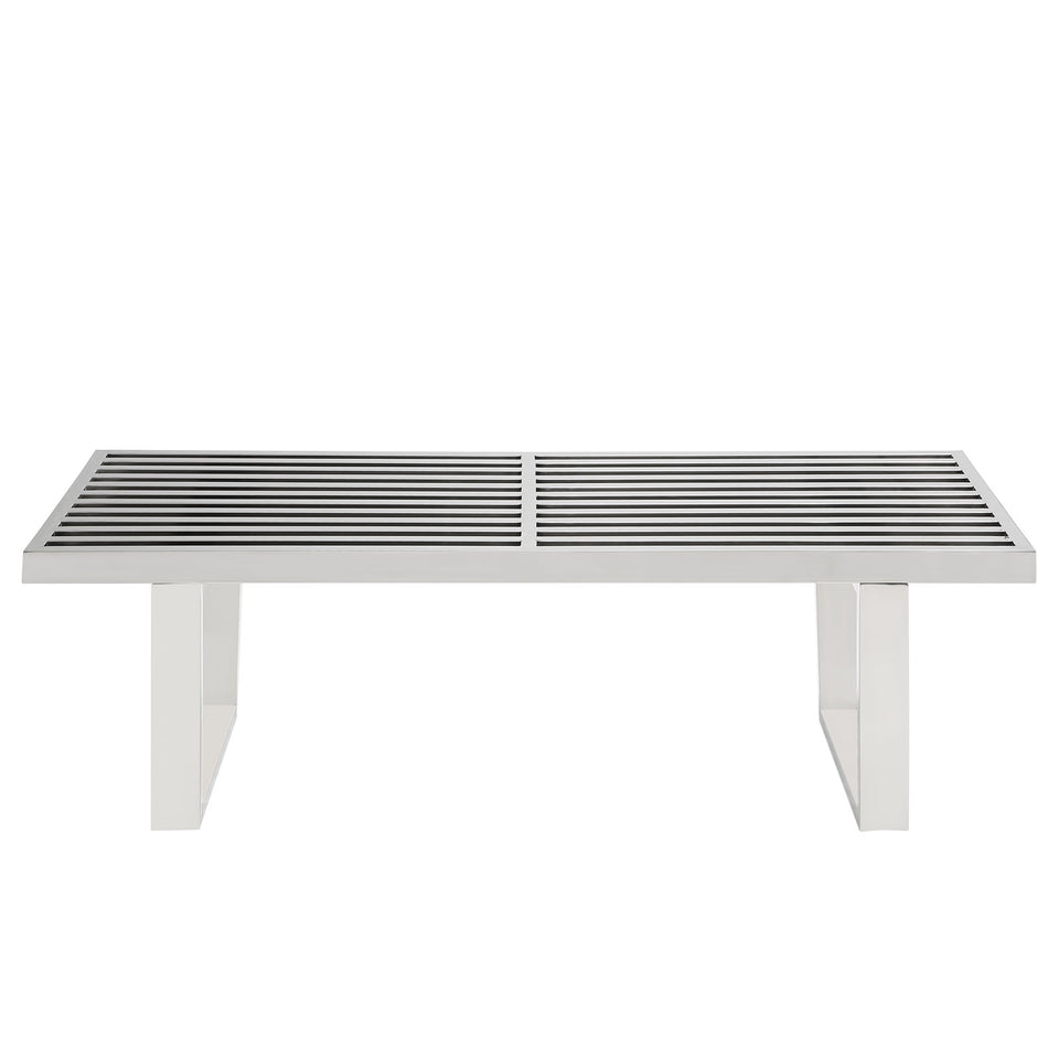 Sauna 4' Stainless Steel Bench in Silver.
