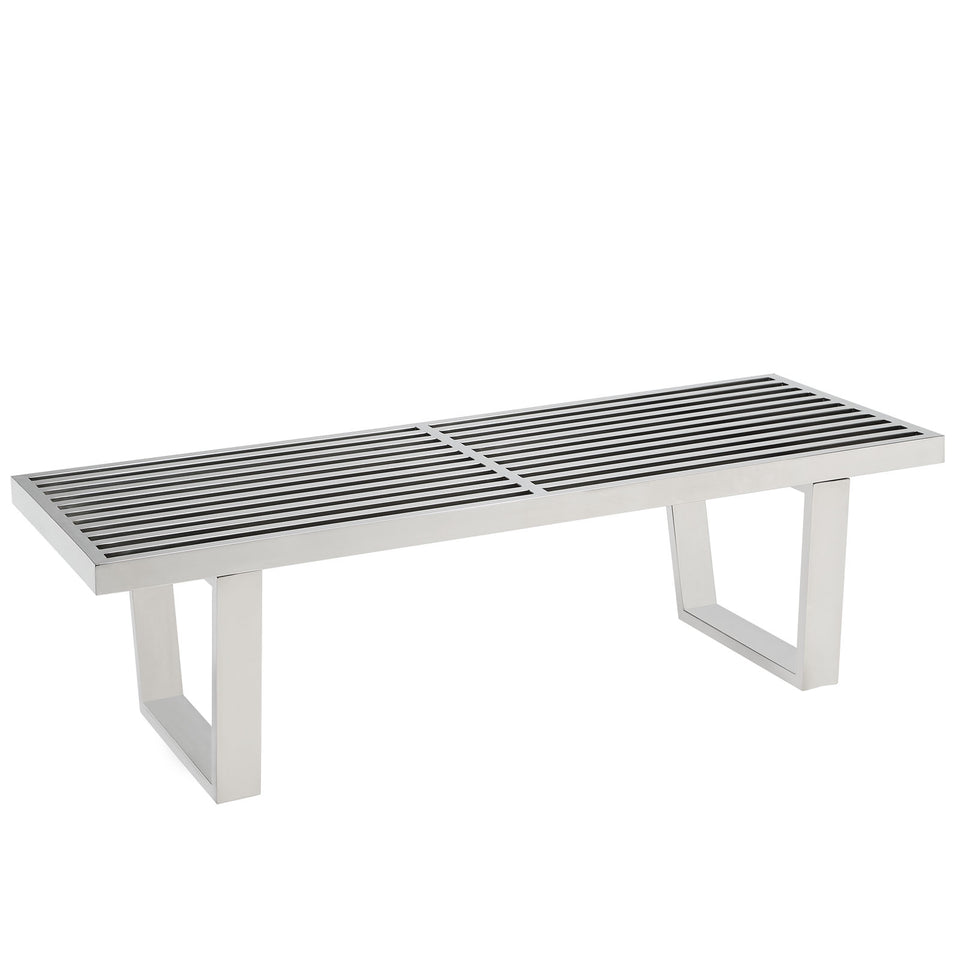 Sauna 4' Stainless Steel Bench in Silver.