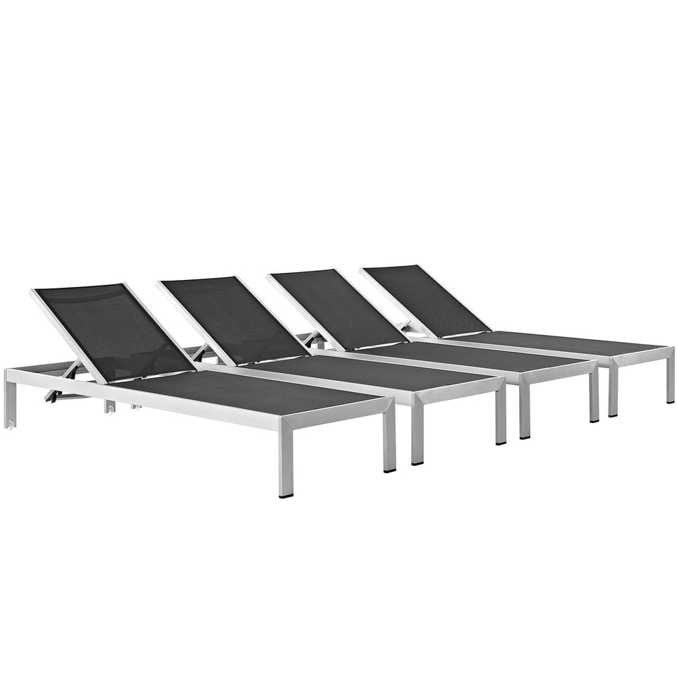 Shore Chaise Outdoor Patio Aluminum Set of 4.