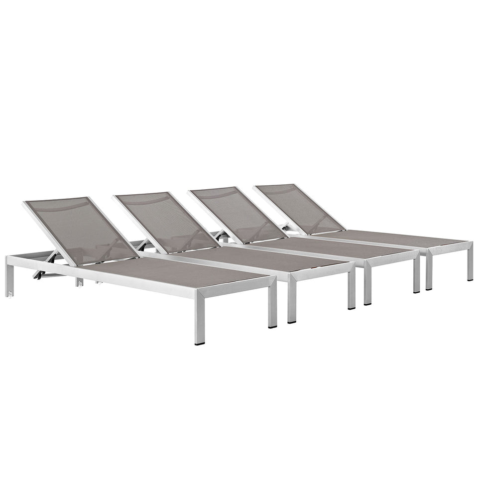 Shore Chaise Outdoor Patio Aluminum Set of 4.