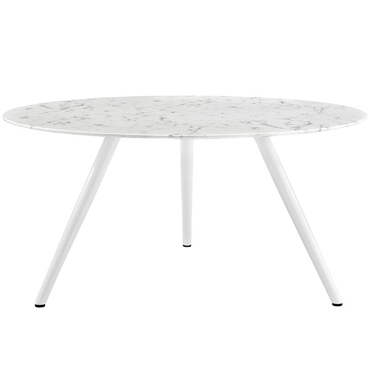 LIPPA ROUND ARTIFICIAL MARBLE DINING TABLE WITH TRIPOD BASE IN WHITE SIZE 36, 54, and 60".