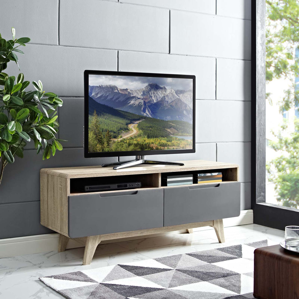 Origin 47" TV Stand in Natural Gray.