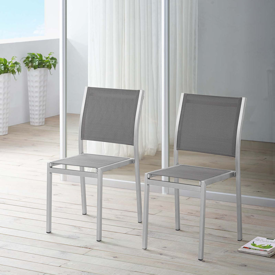 Shore Side Chair Outdoor Patio Aluminum Set of 2.
