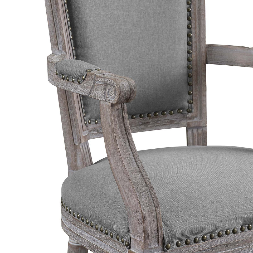 Penchant Vintage French Upholstered Fabric Dining Armchair.