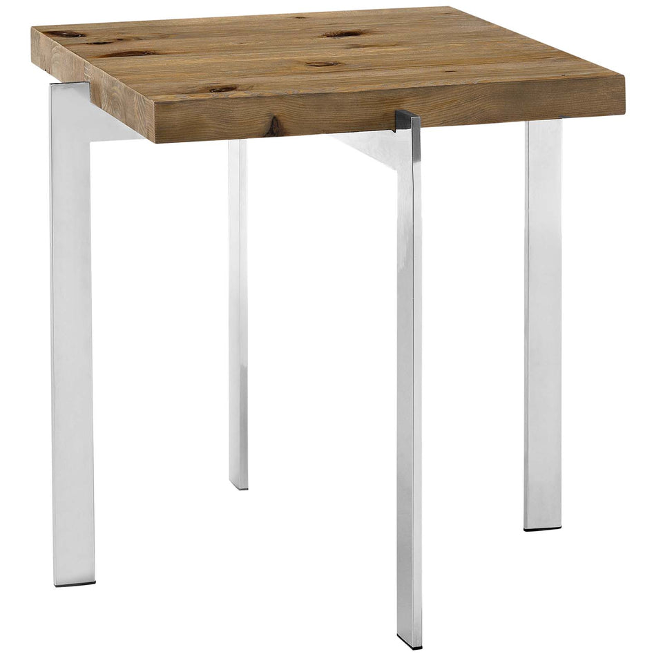 Diverge Wood Side Table in Brown.