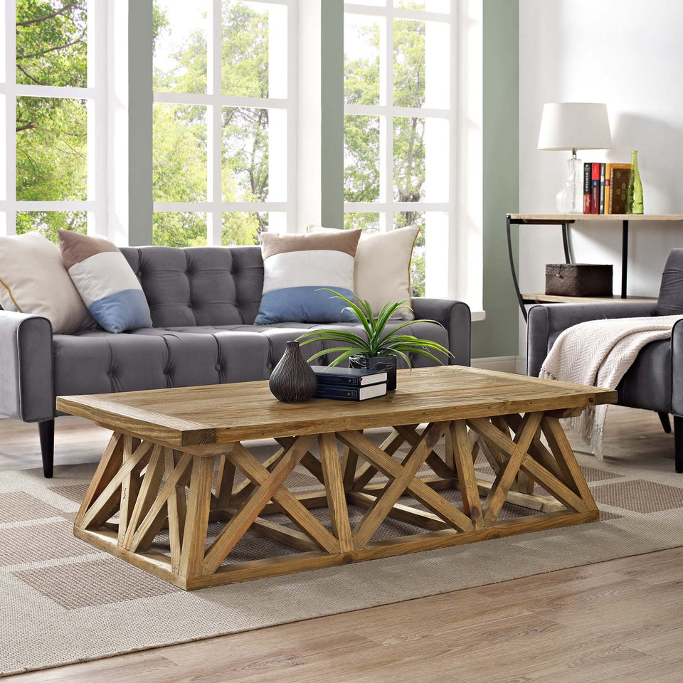 Camp Wood Coffee Table in Brown.