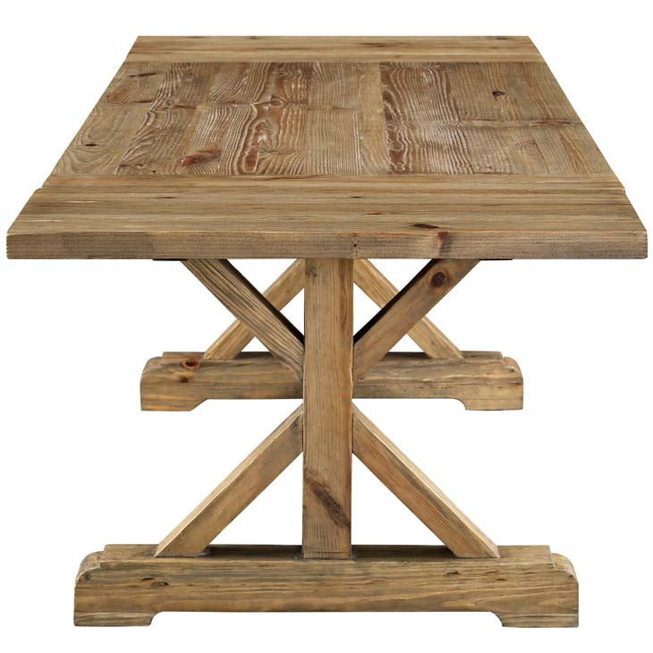 DEN EXTENDABLE WOOD DINING TABLE IN BROWN.