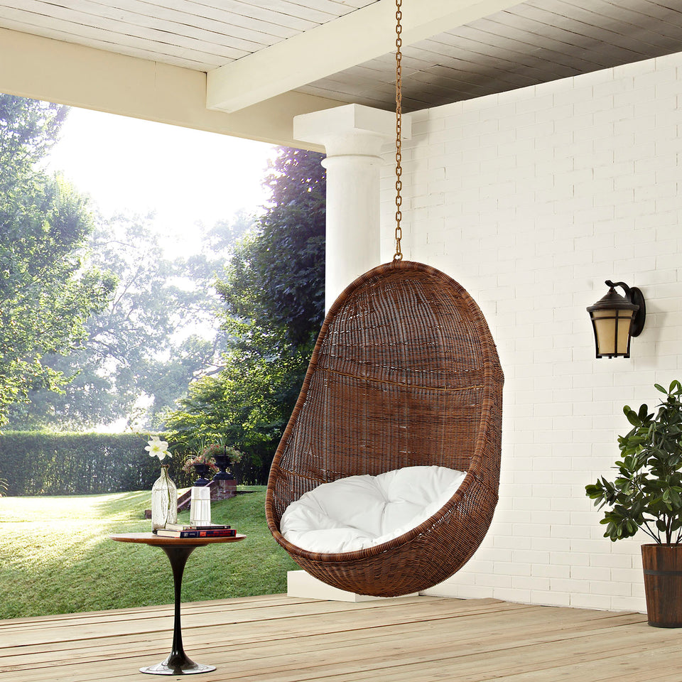 Bean Outdoor Patio Swing Chair Without Stand in Coffee White.