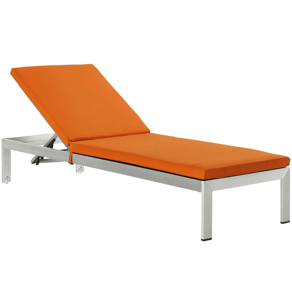 Shore Outdoor Patio Aluminum Chaise with Cushions.